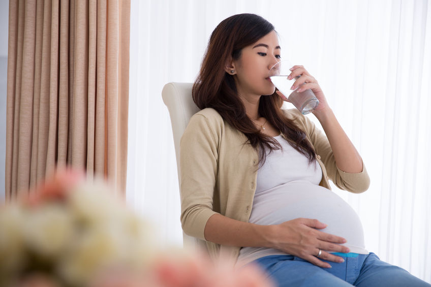 Pregnant Lady Drinking Water